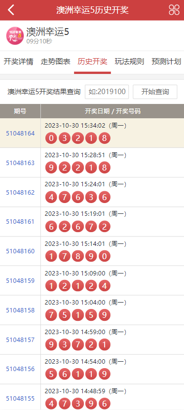 澳洲行运5号历史查询2